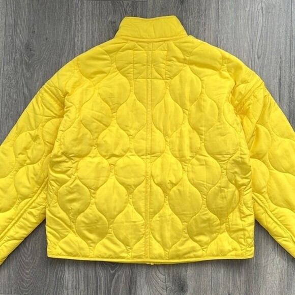Lucky Brand Quilted Jacket Womens Small Oversized Lemon Yellow Boxy Gorpcore NWT - Picture 9 of 12